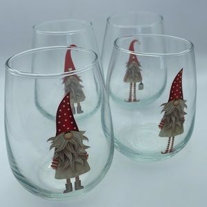 Gnomes Stemless Christmas/Valentines Day Glasses - Set of 4